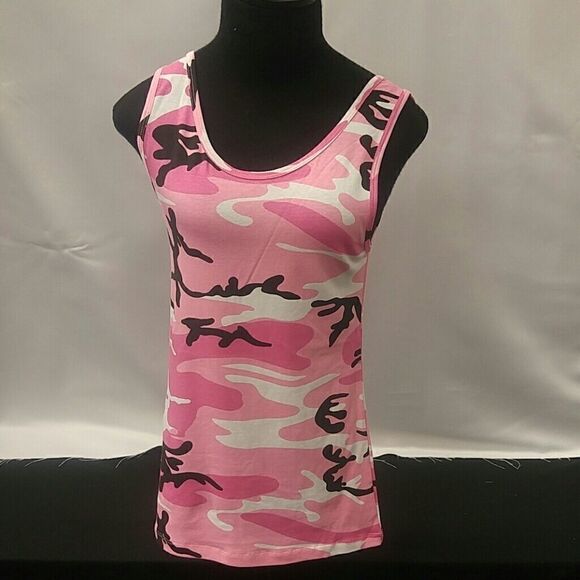 ROTHCO WOMEN'S PINK CAMO STRETCH TANK TOP. - Picture 1 of 4